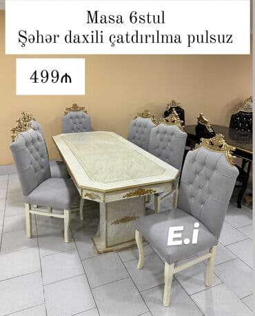 metbex stol stulları qiymetleri: Qonaq otağı üçün, Yeni, Açılmayan, Kvadrat masa, 6 stul — 1