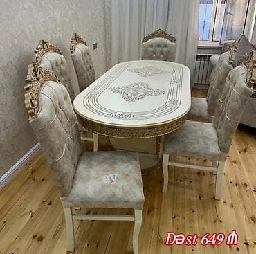 Qonaq otağı üçün, Yeni, Açılmayan, Oval masa, 6 stul