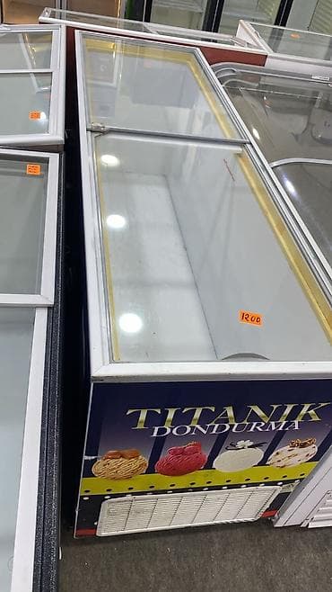 морозильная камера для мороженого бу: Dondurma üçün şüşə sürgülü vitrin dondurucu - Brend/matn: “Titanik — 1