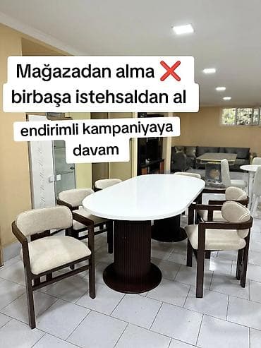 Qonaq otağı üçün, Yeni, Açılmayan, Oval masa, 6 stul — 1