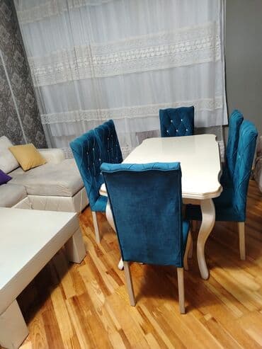 стол гостинный: Для гостиной, Нераскладной, Прямоугольный стол, 6 стульев — 1