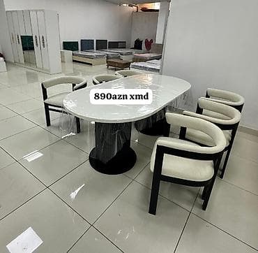 tebiet sekilleri: Qonaq otağı üçün, Açılmayan, Oval masa, 6 stul — 1