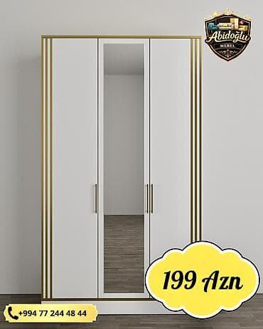 bal: Yeni, 3 qapılı, Güzgülü, Ağ, Açılan, Düz dolab — 2