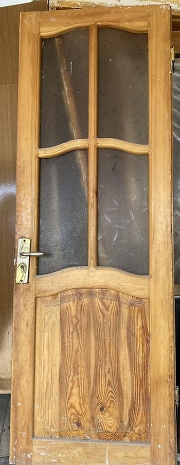 sef qapi: Taxta iç qapı – şüşəli model - Material: təbii ağac karkas və panel - — 1
