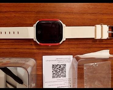 uşaq üçün saatlar: Uşaq GPS ağıllı saatı – qırmızı/ağ rəngli silikon kəmərli model — 3
