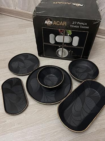 Qab-qacaq və mətbəx ləvazimatları: Nahar dəsti, rəng - Qara, Keramika — 1