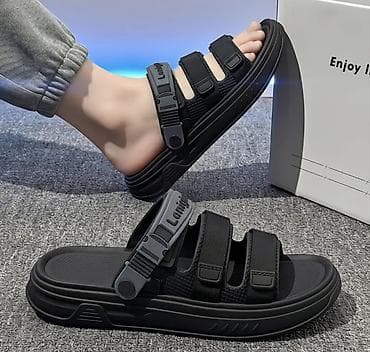 qara ayaqqabı: Unisex tərzli rahat sandallar – qara rəng 42-43 razmer - Üçlü — 2