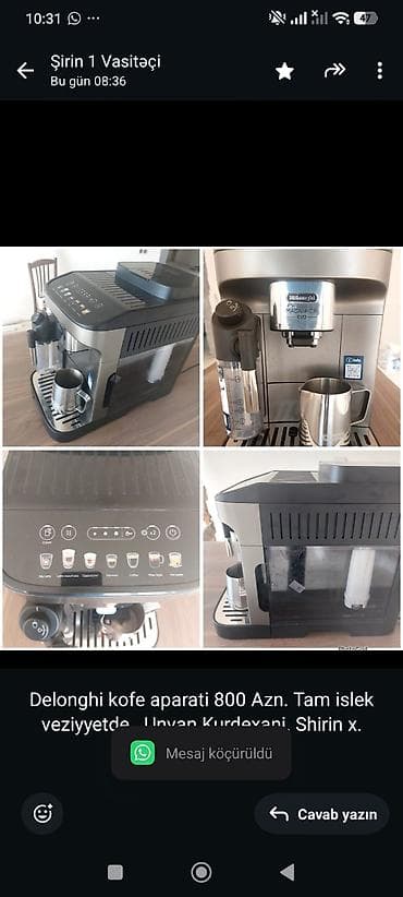 Delonghi kofe aparati 800 Azn. Tam islek veziyyetde. Unvan Kurdexani
