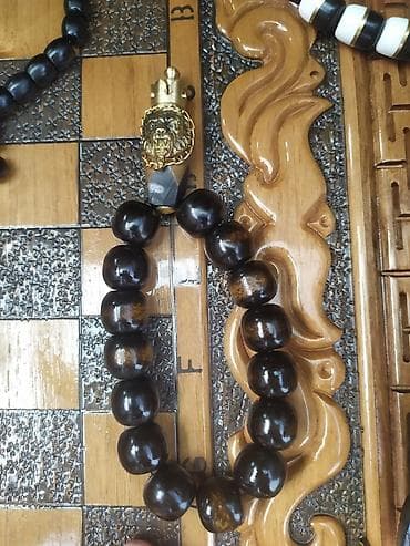 sumkalar kisi ucun: Əl işı təsbeh dəsti - Material: qara-qəhvəyi tonlarda cilalanmış — 8