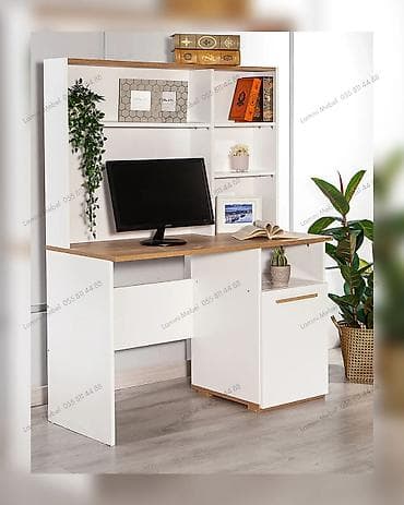 Düz masa, Stulsuz, Polkalı, Siyirməli, Sadə laminat — 1