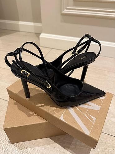 Tuflilər: Zara qadın gülləbəyin (stiletto) ayaqqabıları - Rəng: parlaq qara — 1