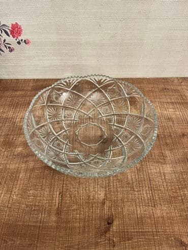 meyve qurusu: Şüşə meyvə/qəlyanaltı qabı - Material: şəffaf şüşə - Dizayn: kəsim — 1