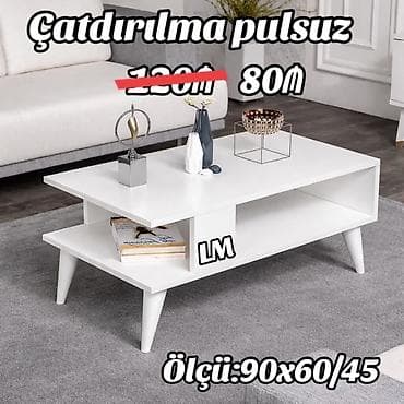 Dördbucaq masa, Açılmayan, Təkərsiz, Laminat, Zəmanətsiz