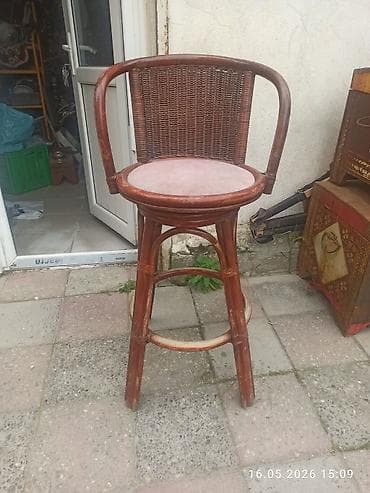 Rattan bar taburesi - Material: təbii rattan/çəpər hörgü arxa dayaq — 2