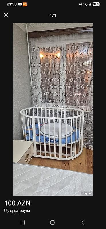 uşağ masini: Beşik yaxşı vəziyyətdədir. Üzərində 2 ədəd matrası verilir — 1