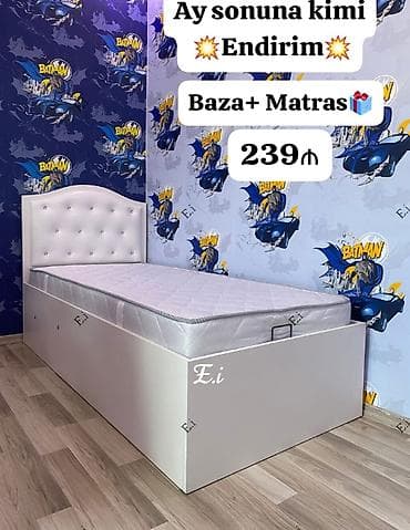 mebel parcalari: Yeni, Təknəfərlik çarpayı, Bazalı, Matras ilə — 1