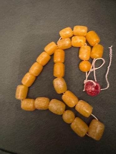 bijuteryalar: Əl işi muncuq təsbeh - Material: silindrik formalı sarı muncuqlardan — 1