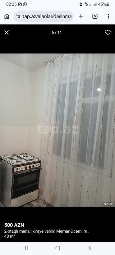 aaaf parkda kiraye evler: 2-otaqlı mənzil kirayə verilir – Memar Əcəmi metrosu, 48 m² - Ümumi — 6