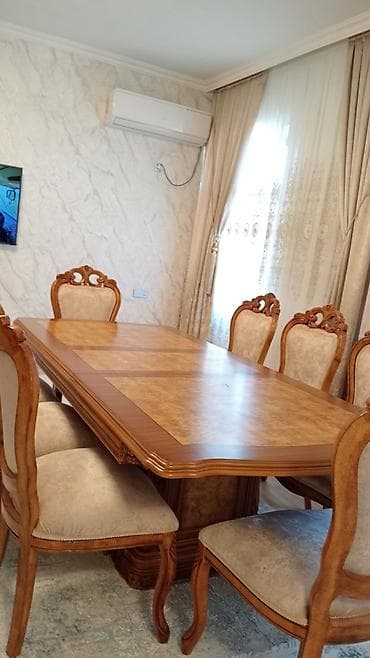 ucuz stol: Qonaq otağı üçün, Yeni, Açılmayan, Dördbucaq masa, 8 stul — 4