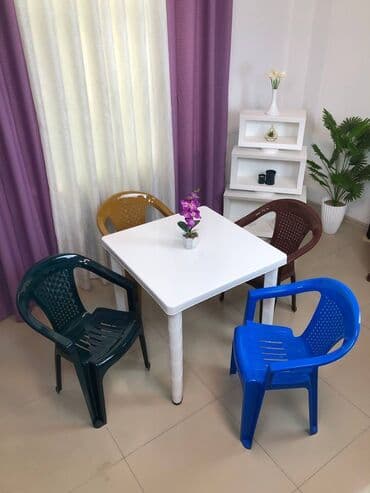 раскладной стол: Yeni, Kvadrat masa, 4 stul, Açılmayan, Stullar ilə, Plastik, Azərbaycan — 2
