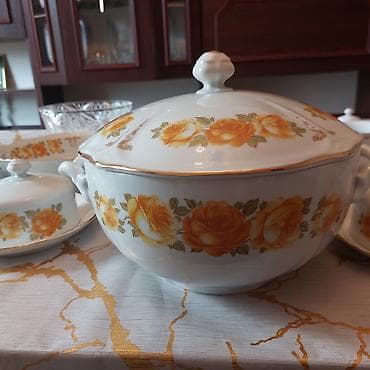 mingecevir sekilleri: Nahar dəsti, rəng - Sarı, Farfor, Bohemia, 12 nəfərlik — 3