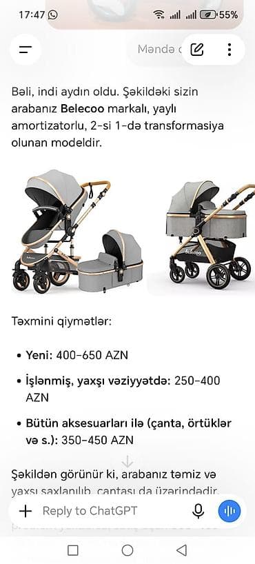 araba: Belecoo 2-si 1-də uşaq arabası – transformasiya olunan model — 4