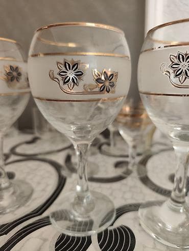 icki: Paşabahçe “D. İstanbul Kristal” kəsimli şüşə dəsti - Material: qalın — 5