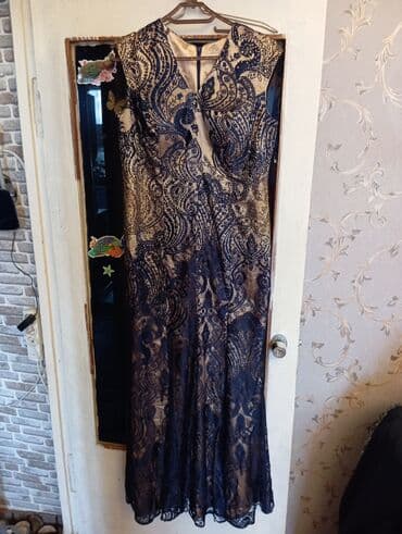 Hicab: Zərif gecə/libas - Rəng: tünd lacivərti üzərində bej rəngli atlas — 4