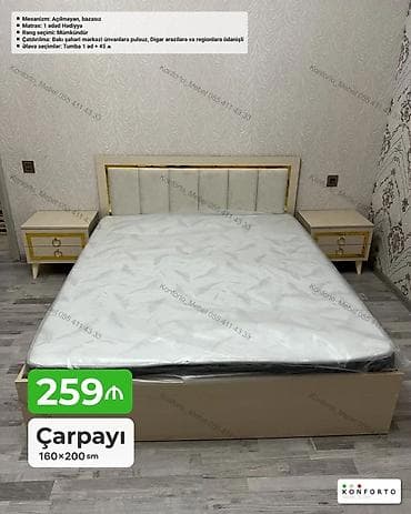 Çarpayı – 160×200 sm - Model: Açılmayan, bazasız mexanizm - Dəst: 1 — 1