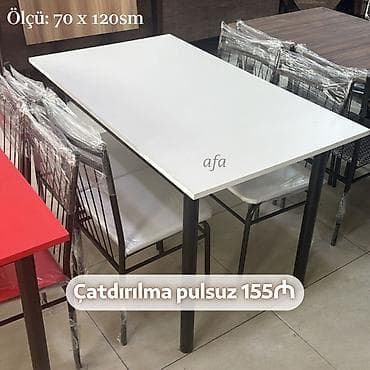 Restoran, kafe, bağ, mətbəx və s üçün masa destleri Masa + 4 Stul 155 — 2