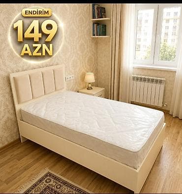 berde mebel: Bir nəfərlik yataq dəsti – çarpayı və matras - Ölçü: təxmini 90x190 — 1