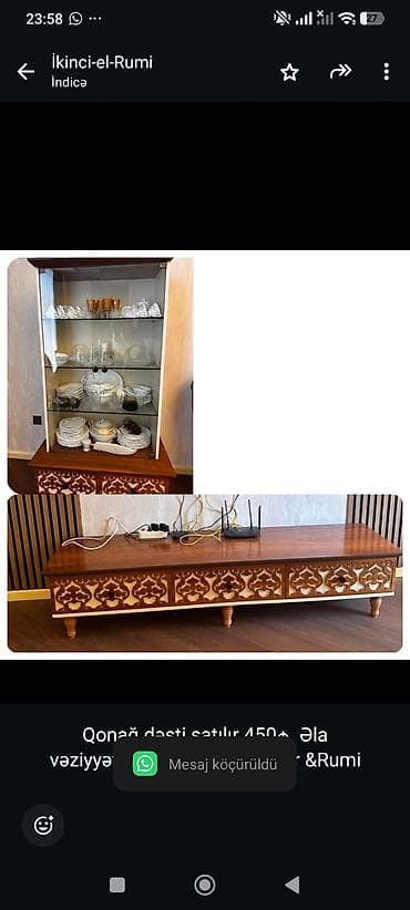 Qonağ dəsti satılır 450₼. Əla vəziyyətdədi. Ünvan Ağ şəhər &Rumi