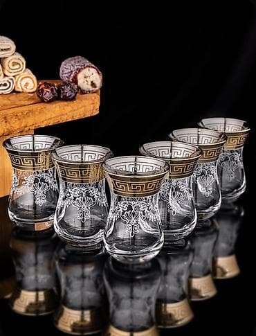 Fincanlar, rəng - Qızılı, Şüşə, 6 ədədli dəst, 250 ml — 2