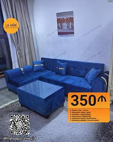 kunc masası: Künc divan, Qonaq otağı üçün, Açılan — 1