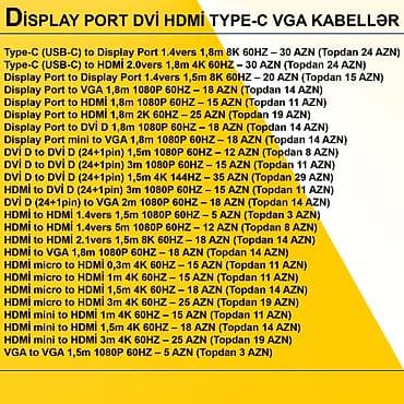 mini phone: HDMİ DVİ VGA Display Port Type-C USB Kabellər ⭐Type-C (USB-C) to — 2