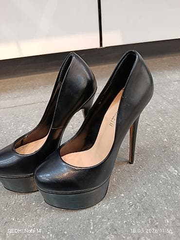 ayaqab: Qara platformalı hündürdaban ayaqqabı - Rəng: tünd qara, mat-parlaq — 1