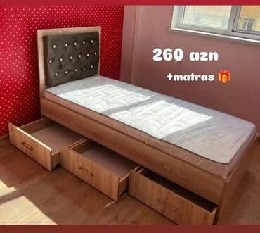 Çarpayılar: Yeni, Təknəfərlik çarpayı, Bazasız, Matras ilə, Siyirməli, Azərbaycan — 1