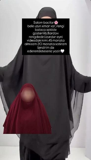 Hicab: Məhsul 2 – Uzun ximar - Model: uzun, tam örtülü ximar - Rəng: bardovı — 2