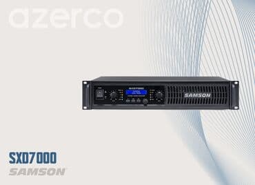 muzkalni sentir gence: Səs gücləndirici Qara rəngdə olan Samson SXD7000 gücləndiricisi. Bu — 2