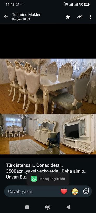 Türk istehsalı. Qonaq desti. 3500azn. yaxsi veziyyetde. Baha — 1