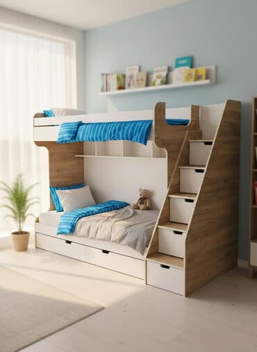 Oğlan və qız üçün, Çarpayı, Matrassız, Siyirməli, MDF