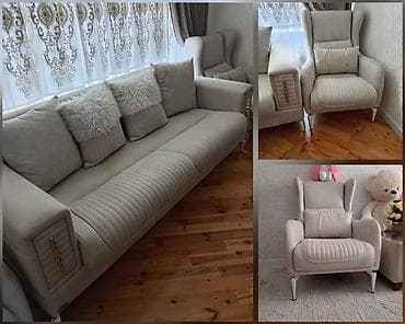 İşlənmiş, Divan, 2 kreslo, Bazalı, Açılan