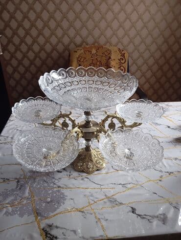 şüşə qab: Altiqabli şüşə-meyvə ve lepe qabi(klassik dizayn) - Material: kəsimli — 5