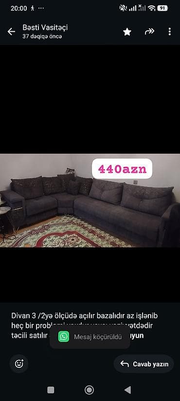 Künc divan, Açılan, Bazalı lalafo.az -da Künc divan, Açılan, Bazalı