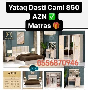 metbex şkafı: İkinəfərlik çarpayı, Dolab, 2 tumba, Azərbaycan, Yeni — 28