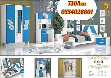 set mebel: Oğlan və qız üçün, Yeni, Təknəfərlik çarpayı, Yazı masası, Dolab, Tumba — 3