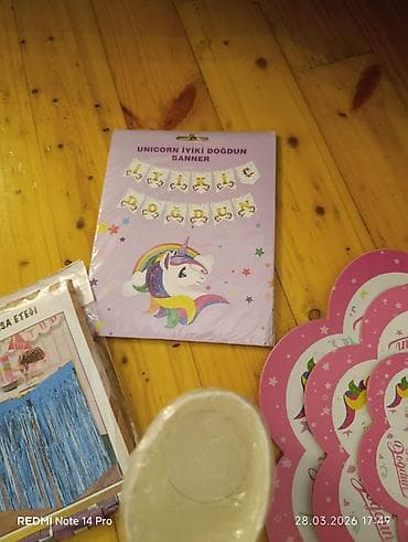 iplər: Unicorn temalı ad günü dekorasiya və süfrə dəsti - “İyi ki doğdun” — 9