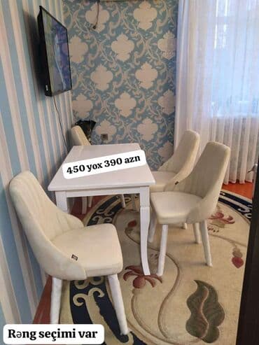 Masa və oturacaq dəstləri: Mətbəx üçün, Yeni, Açılmayan, Dördbucaq masa, 4 stul — 1