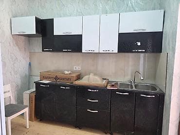 islenmis metbext mebelleri: Mətbəx mebeli dəsti - Üst və alt dolablar: parlaq qara-ağ — 1