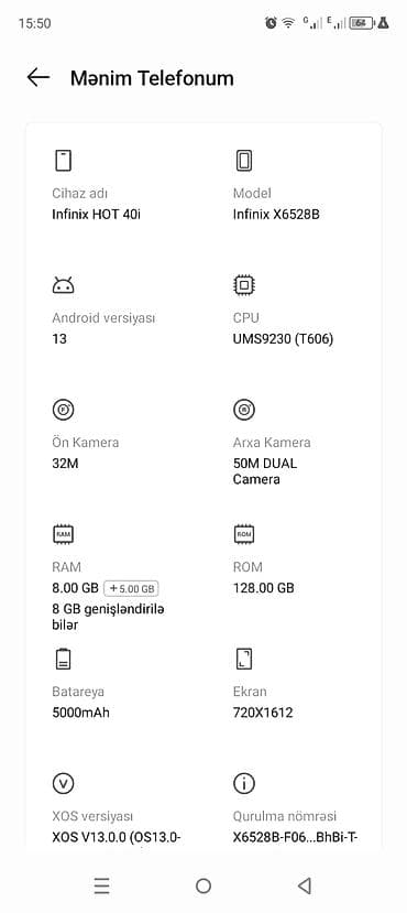 data kart limitsiz internet: Infinix Hot 40, 128 GB, rəng - Göy — 2
